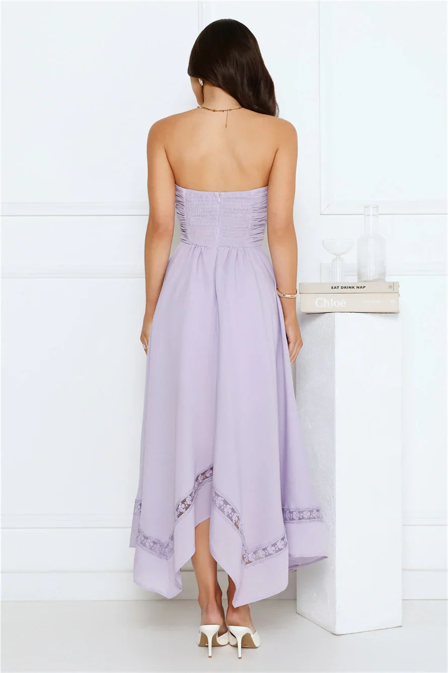 Visit The Moon Strapless Midi Dress Lilac